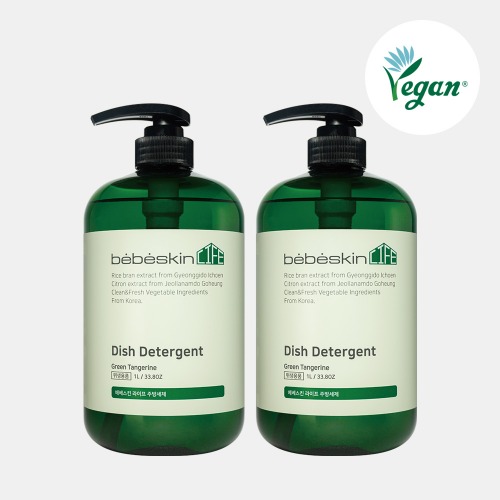 2 х 1 литровые бутылки сертифицированной веганской жидкости для мытья посуды Bebeskin Life