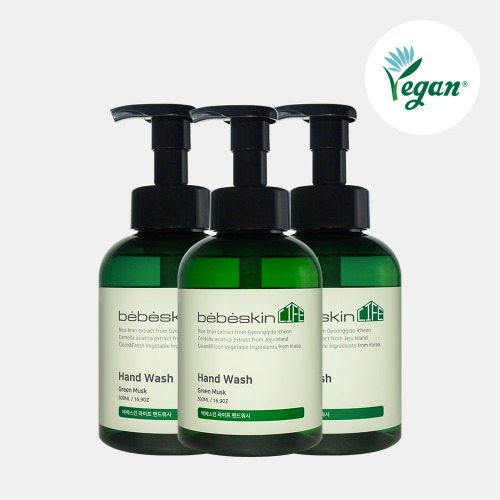 3 x 500 мл Сертифицированный веганский Bebeskin Life Hand Wash